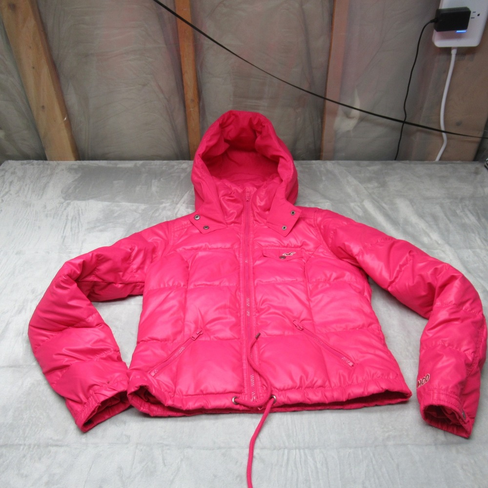 Hollister Down Jacket Womens Medium Pink Insulted Packable‎ Light Quilted Puffer